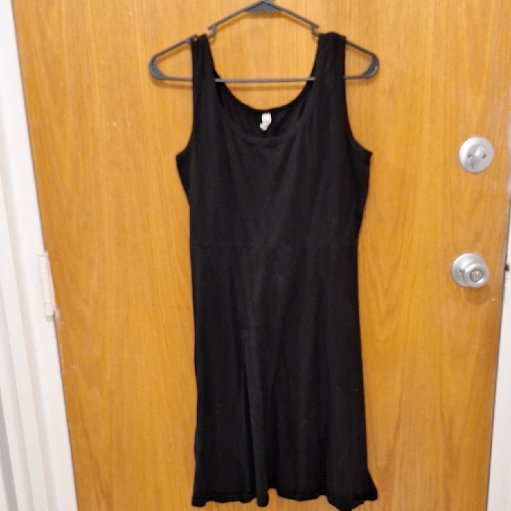 Cotton/spandex basic black A-line dress